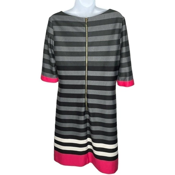 Eliza J Women's Size 6 Knit Dress Shift Stretch Charcoal Gray Stripe Pink Accent - Picture 5 of 9